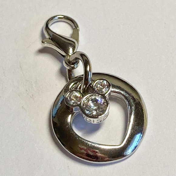 Vintage Disney Mickey Mouse Ears Charm Heart Crystal Signed Zipper Pull Bracelet - Picture 8 of 13